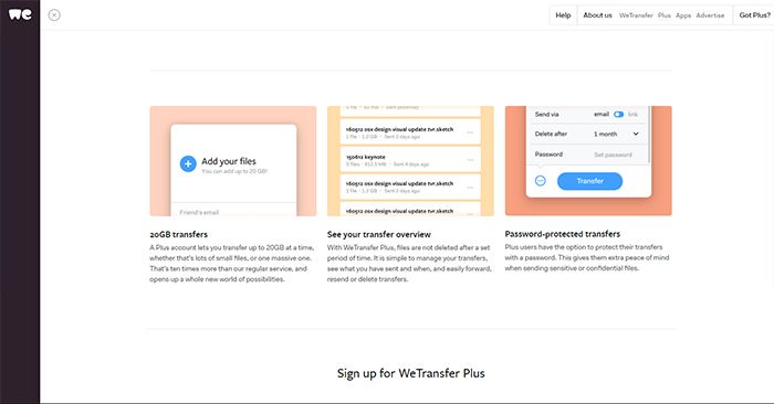 Wetransfer Admin Page